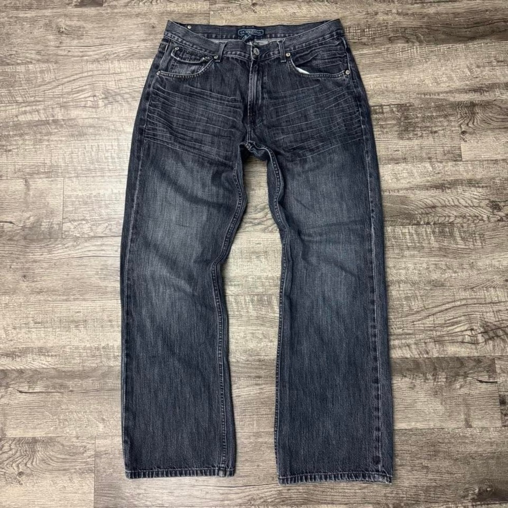 Y2K US Polo Assn Baggy Embroidered Pockets Skater Dark Wash Jeans 36x33
